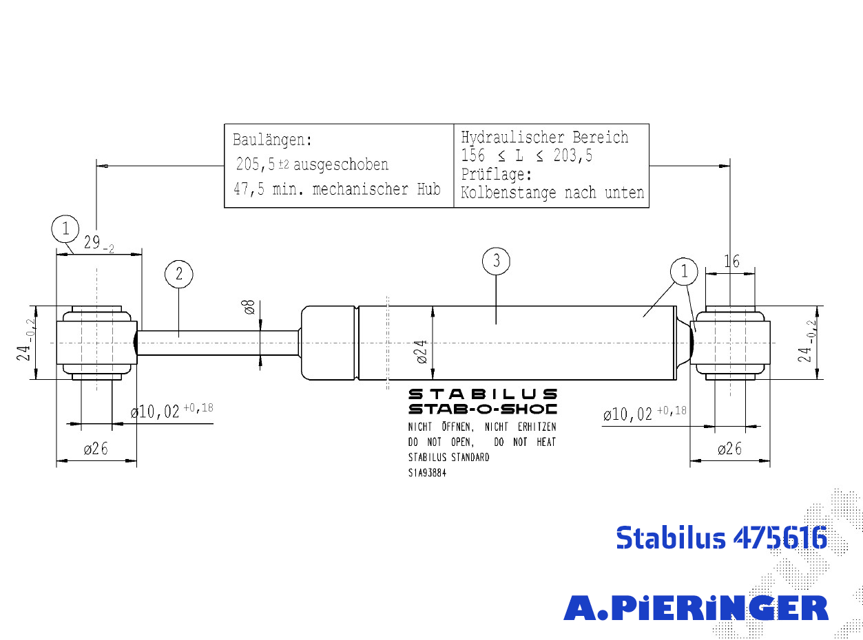 Bild von Stabilus 475616 DÄMPFERN STAB-O-SHOC DÄMPFER (Werksbestellung LZ siehe Text)