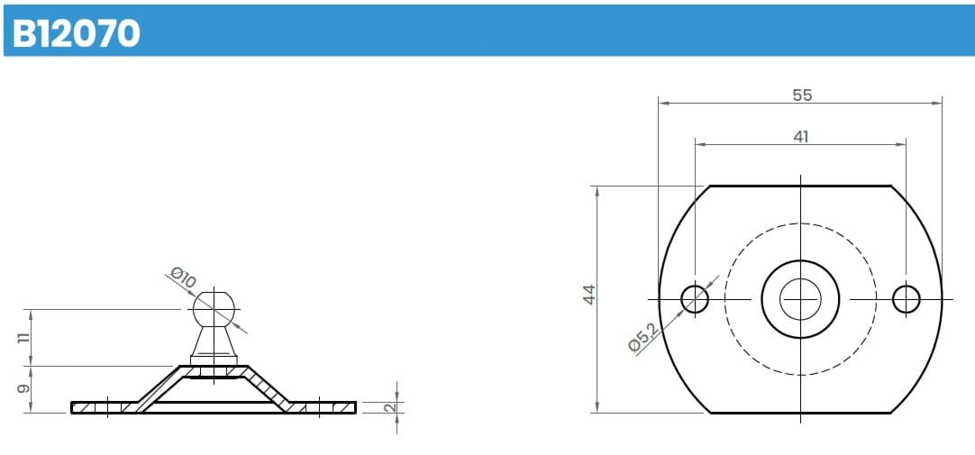 Image de B12070 Winkelblech (Zn/White) 55x44mm mit Kugelzapfen 10mm Type: BR20