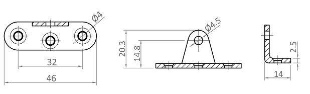 Picture of B12112 Winkelblech 46x14 mm mit Loch 4,5 mm BR40