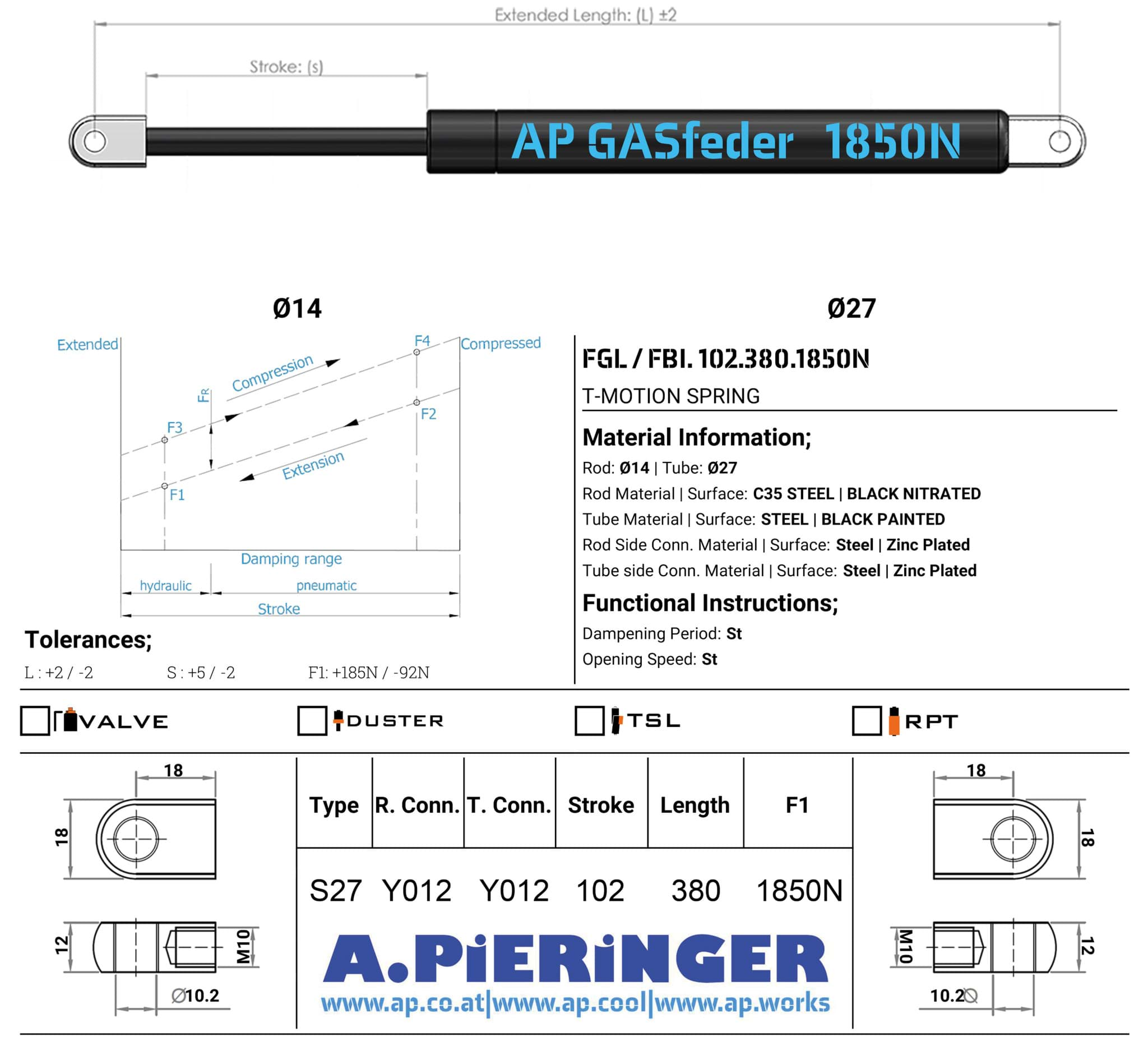 Bild von FBI.102.380.1850N AP GASfeder 1850N