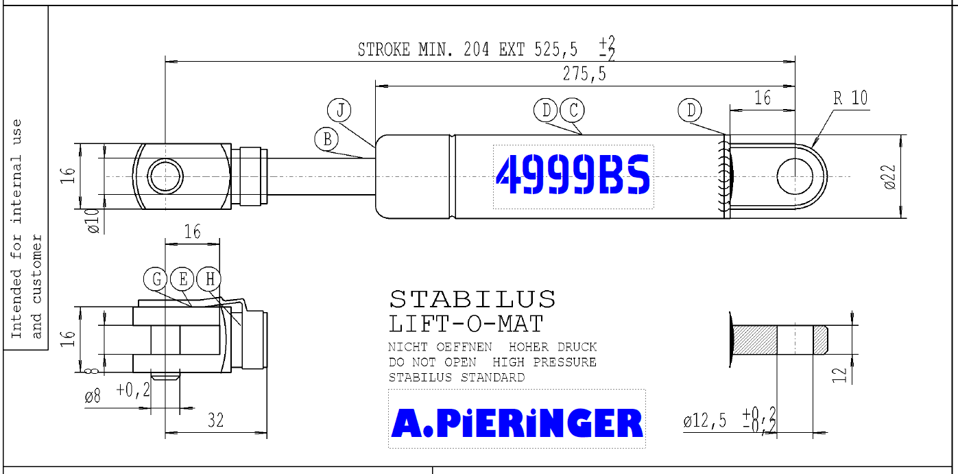 Bild von Stabilus 4999BS 0800N LIFT-O-MAT Gasfeder